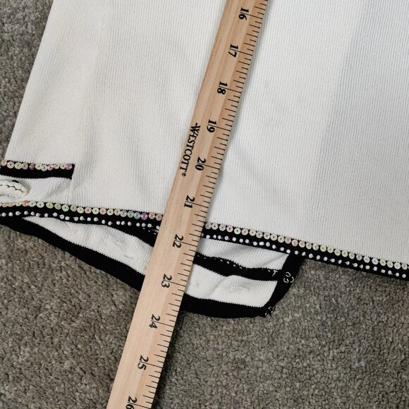 Moffi International Women's Cardigan Size L White Black Beaded Casual Stylish - Picture 9 of 10